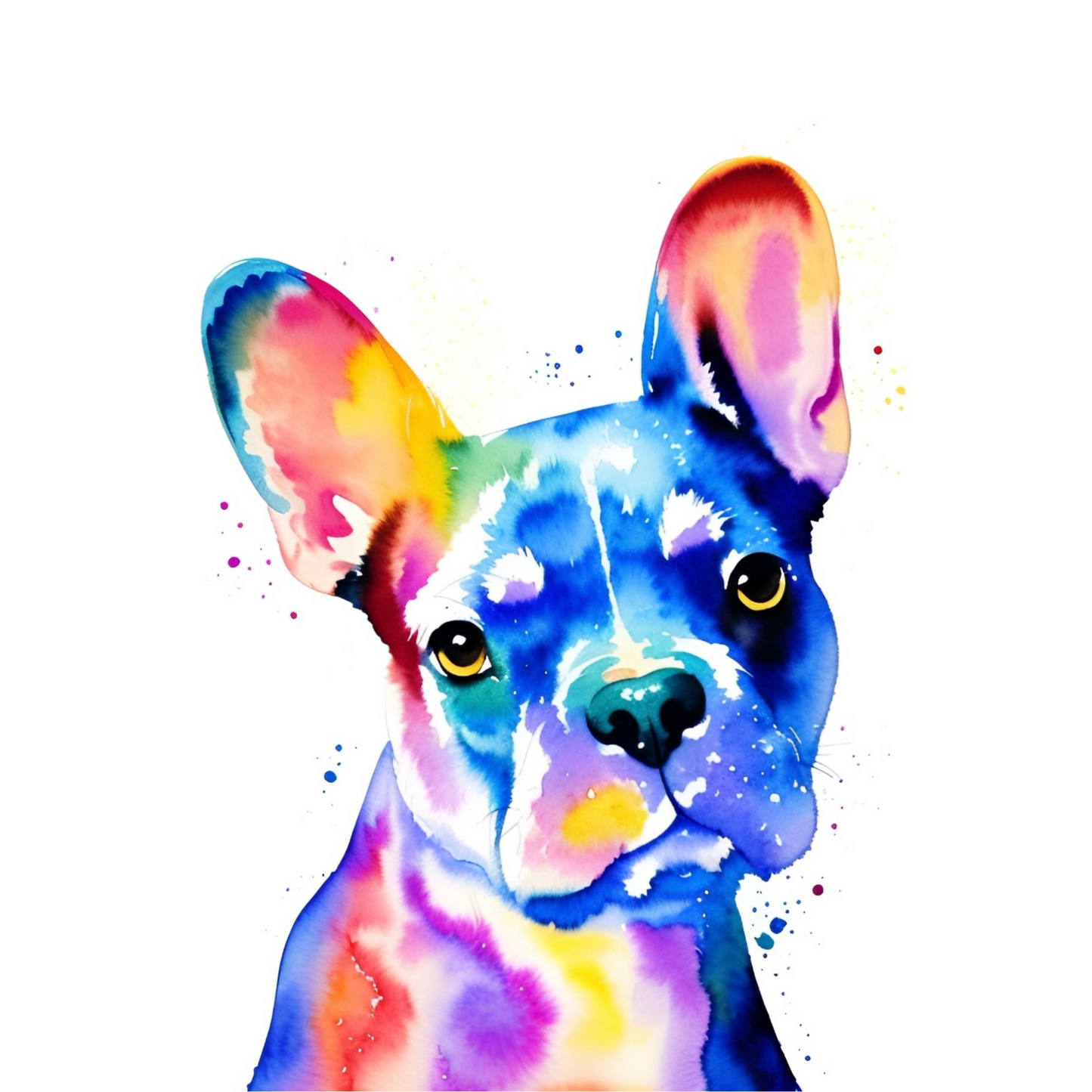 Watercolour Pet Portrait of a French Bulldog