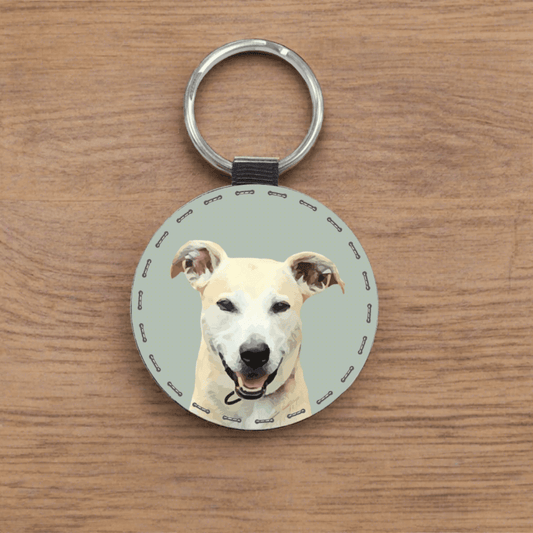 Image of a Classic Pet Portrait Keyring sitting on the table