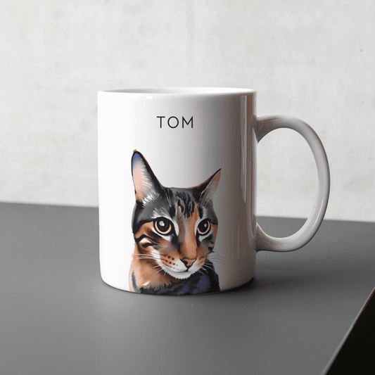 Image of a personalised pet portrait minimalistic style featuring a cat called Tom 